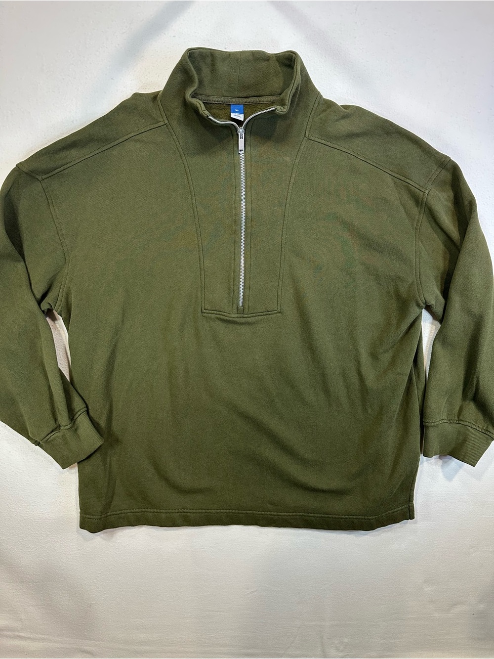 Old Navy Oversized Half-Zip Fleece Tunic Sweatshirt Conifer Olive Green XL EUC